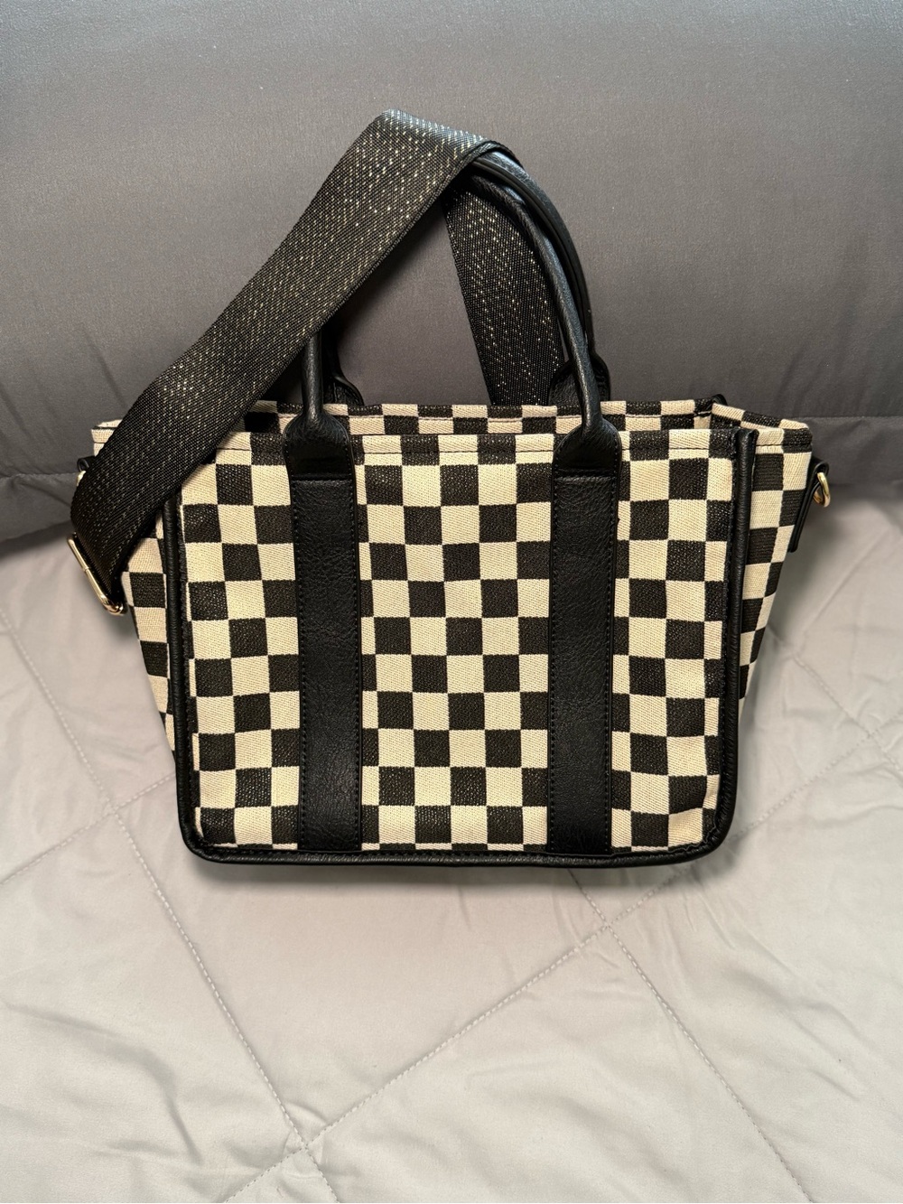 Black & White Checkered Crossbody